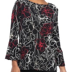 XL The Limited Black Print Bell Sleeve Top